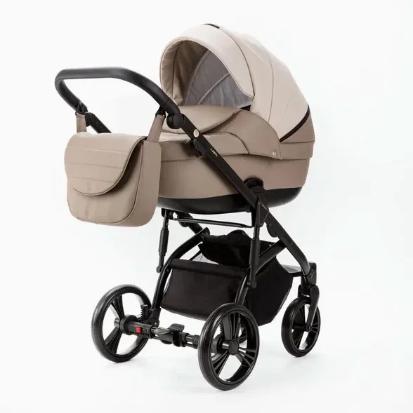 Детская коляска Adamex Lanti Deluxe 2 в 1, LN-SD44 Светло-бежевая кожа+Темно-бежевая кожа — фото 12, Коляски-Кроватки.Ру