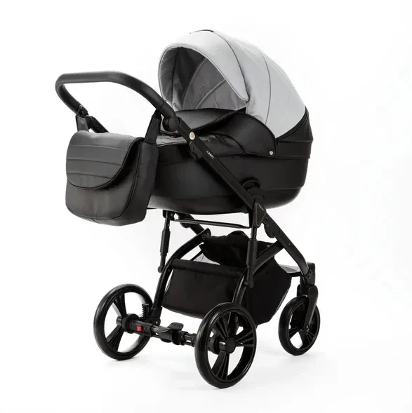 Детская коляска Adamex Lanti Deluxe 2 в 1, LN-SD107 Светло-серая кожа + Черная кожа — фото 15, Коляски-Кроватки.Ру