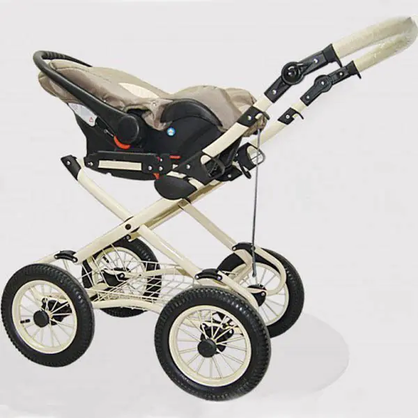 Детская коляска Esperanza Classic Leatherette 3 в 1 кожа Цвет рамы - Бежевый Маленькие колеса — фото 8