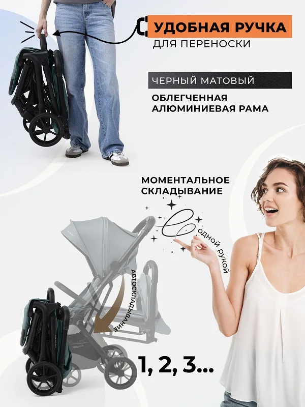 Детская прогулочная коляска Sweet Baby Aura Plus Basic — фото 3