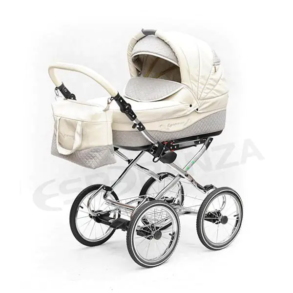 Детская коляска Esperanza Classic Leatherette 2 в 1 кожа Цвет рамы - Бежевый поворотная — фото 1