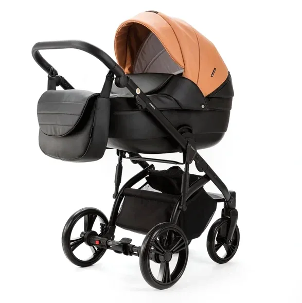 Детская коляска Adamex Lanti Deluxe 2 в 1, LN-SD109 Карамель кожа+Черная кожа — фото 10, Коляски-Кроватки.Ру