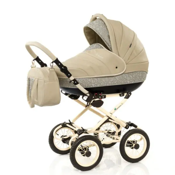 Детская коляска Esperanza Victoria Leatherette кожа 3 в 1 Цвет рамы - Бежевый - Маленькие колеса — фото 1