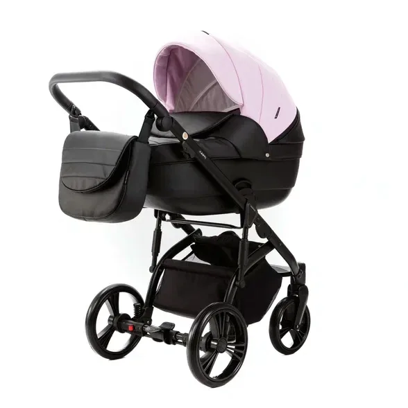Детская коляска Adamex Lanti Deluxe 2 в 1, LN-SD101 Розовый зефир+Черная кожа — фото 11, Коляски-Кроватки.Ру