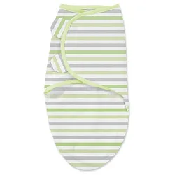 76980 Конверт для пеленания из хлопка на липучке Summer Infant SwaddleMe размер s/m Серо-зеленые полоски
