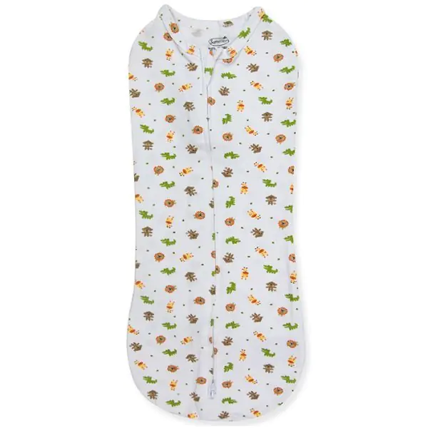 70010 Summer Infant Конверт для пеленания новорожденных на молнии Swaddlepod размер S Белый с животными