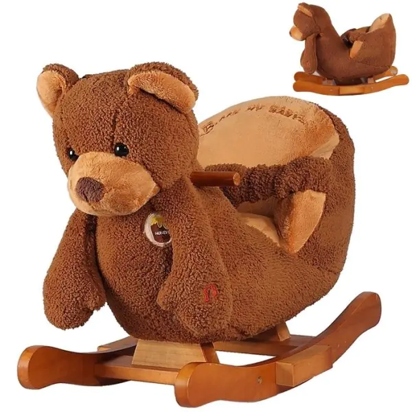 JR2522H Детская качалка меховая  Rock My Baby Медведь фото 2