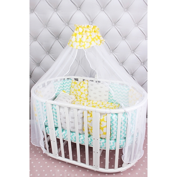 Комплект Premium в кроватку AmaroBaby Happy Baby, 19 предметов (7+12 бортиков), бязь фото 2