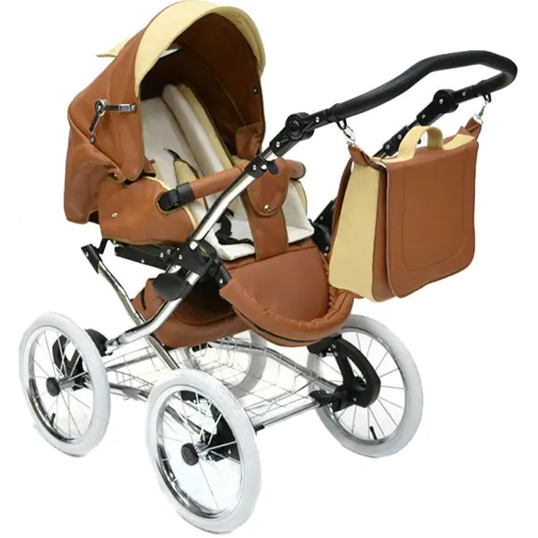 Детская коляска Nastella Luxe Eco 3 в 1, эко-кожа, шасси White фото 4