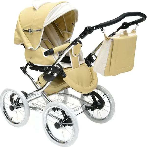 Детская коляска Nastella Luxe Eco 2 в 1, эко-кожа, шасси White фото 15