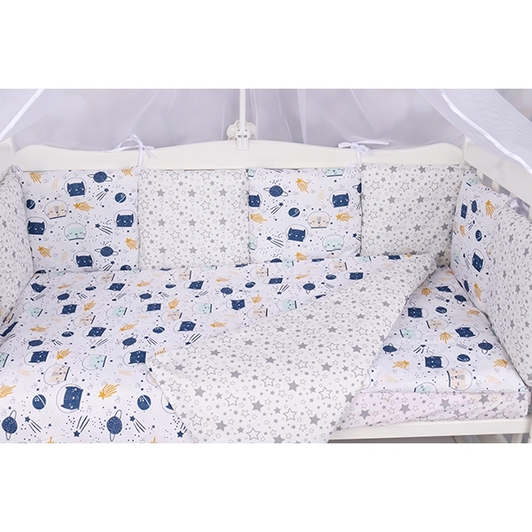 Комплект постели WB Premium в кроватку AmaroBaby Космос, 15 предметов, бязь фото 4