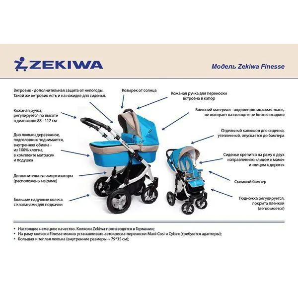 Детская коляска Zekiwa Finesse 2 в 1 фото 2