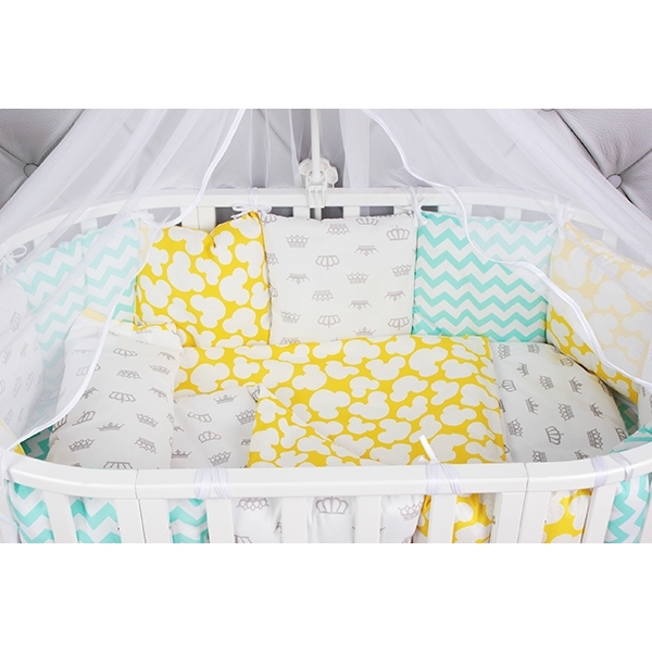 Комплект Premium в кроватку AmaroBaby Happy Baby, 19 предметов (7+12 бортиков), бязь фото 5