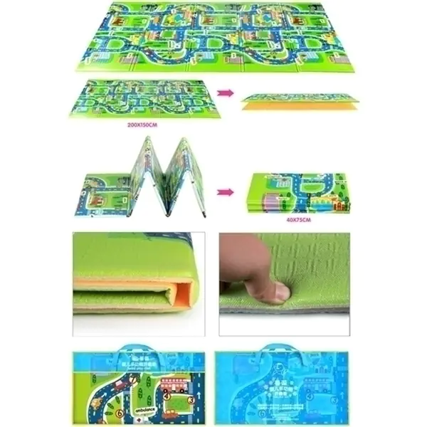 Односторонний развивающий коврик Mambobaby Город, 200 х 160 х 0,5 см, арт. 60512 фото 6