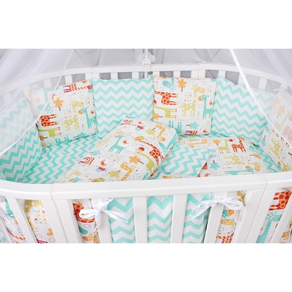 Комплект Premium в кроватку AmaroBaby Жирафики, 19 предметов (7+12 бортиков) фото 5