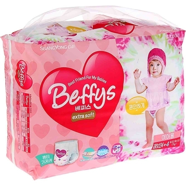 Трусики-подгузники для девочек Beffy's XXL, 17 кг+, 28 штук фото 1