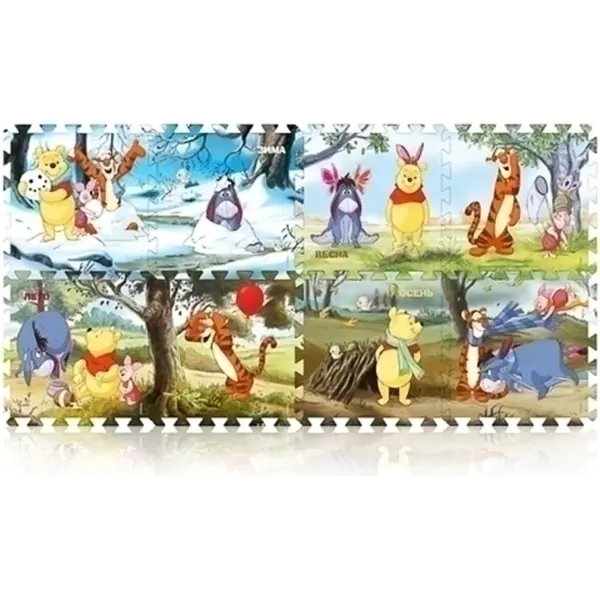 Коврик-пазл Играем Вместе Дисней Винни, 8 сегментов, 31,5 х 31,5 см, арт. 178525/FS-460 - Фото