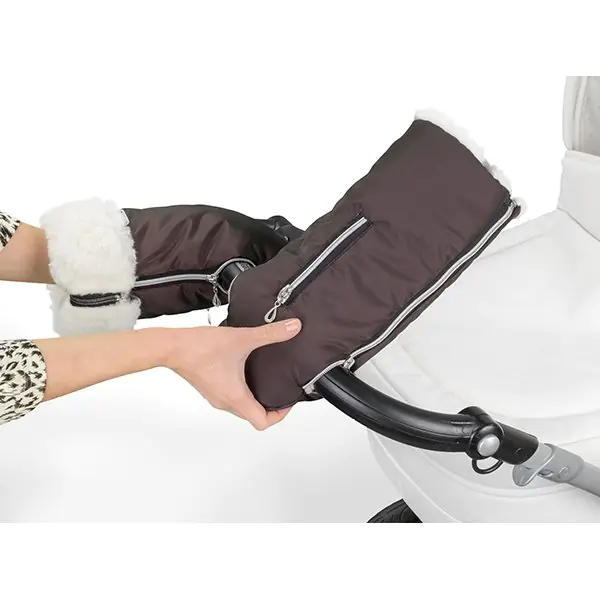 Меховая муфта-рукавички для коляски Esspero Double White из натуральной шерсти фото 1