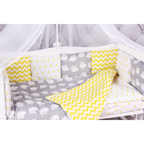 Комплект Premium в кроватку AmaroBaby Совята, 18 предметов (6+12 бортиков), бязь фото 1