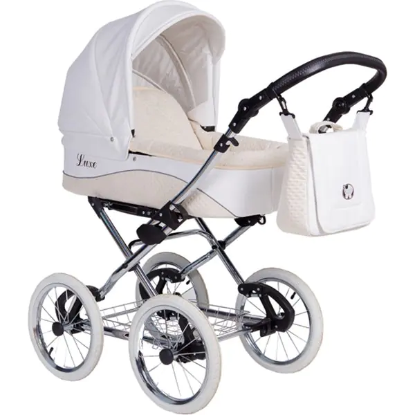 Детская коляска Nastella Luxe Eco 3 в 1, эко-кожа, шасси White фото 8