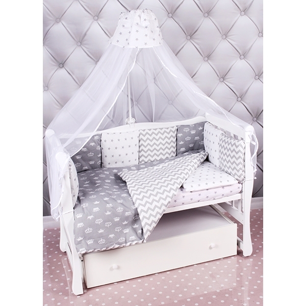Комплект Premium в кроватку AmaroBaby Royal Baby, 18 предметов (6+12 бортиков), бязь - Фото