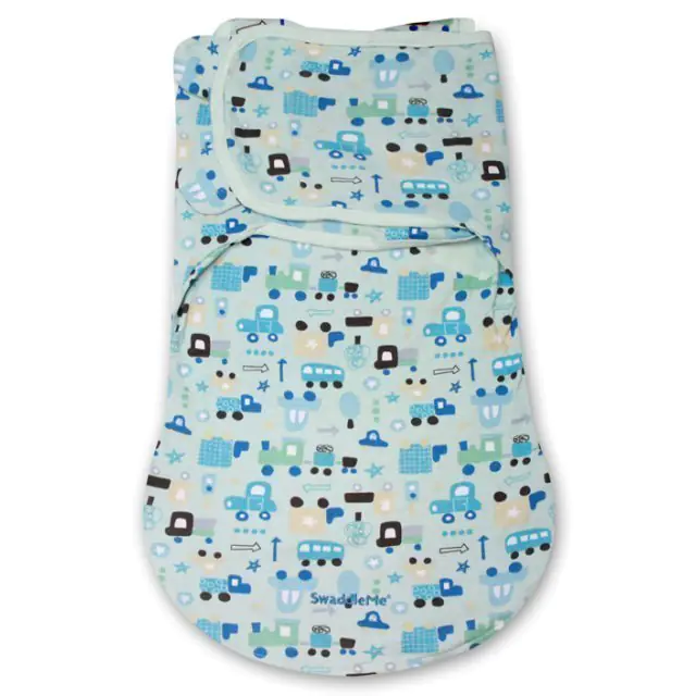 76370 Конверт для пеленания с 2 способами фиксации SwaddleMe WrapSack Transport голубой с машинками, размер S