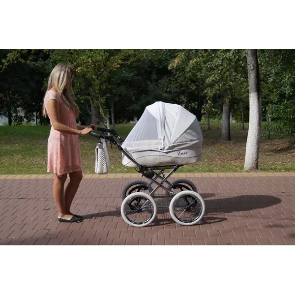 Детская коляска Nastella Luxe Eco 2 в 1, эко-кожа, шасси White фото 13