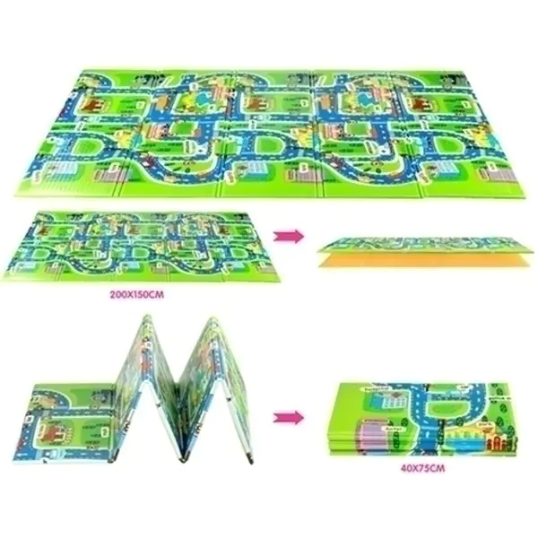 Односторонний развивающий коврик Mambobaby Город, 130 х 160 х 0,5 см, арт. 60513 фото 2
