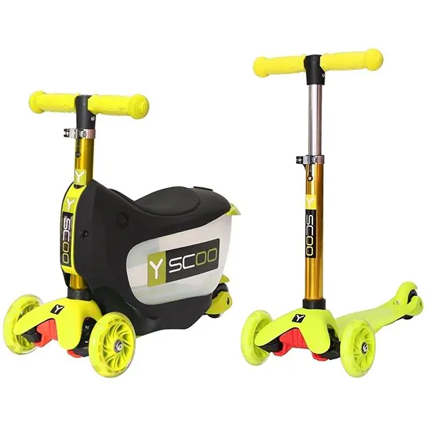Каталка-самокат 3 в 1 Y-Scoo Mini Jump&Go со светящимися колесами фото 2