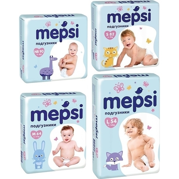 Детские подгузники Mepsi S, 4-9 кг, 82 штуки фото 1