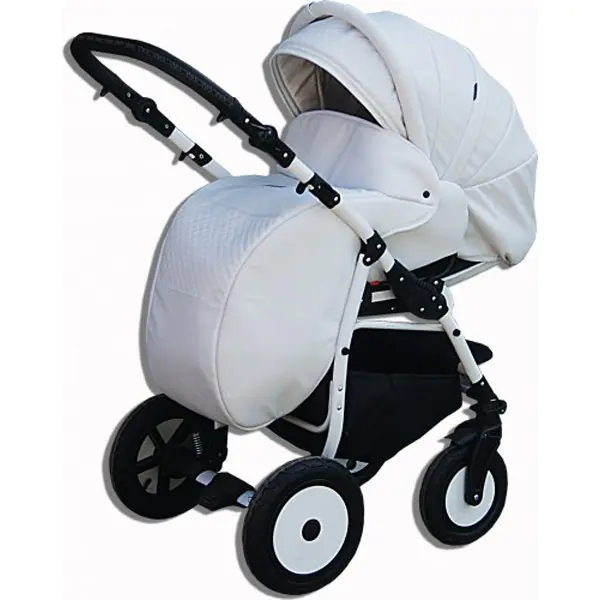 Детская коляска Esperanza Victoria Leatherette кожа 2 в 1 Цвет рамы - Бежевый - Маленькие колеса фото 3