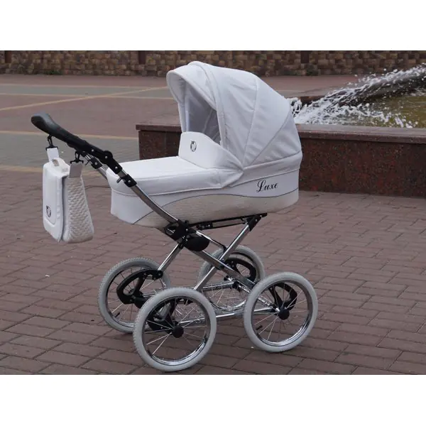 Детская коляска Nastella Luxe Eco 3 в 1, эко-кожа, шасси White фото 16