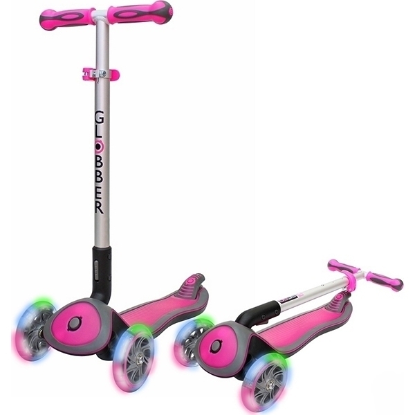 Трехколесный самокат Globber Elite SL My Free Fold Up 445 со светящимися колесами - Фото