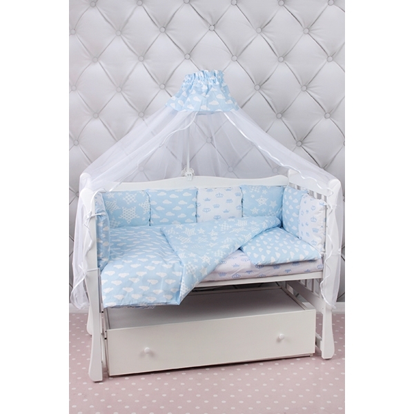 Комплект Premium в кроватку AmaroBaby Воздушный, 19 предметов (7+12 бортиков), бязь фото 1