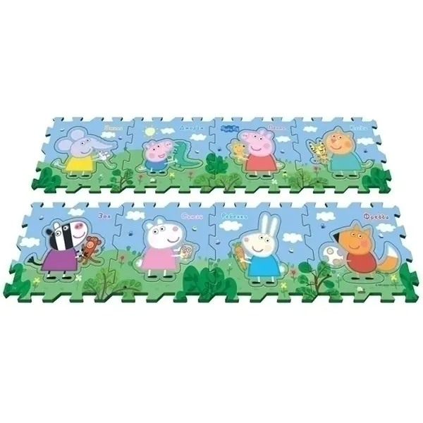 Коврик-пазл Росмэн Peppa Pig Пеппа и Друзья, 8 сегментов, 126 х 62 х 1 см, арт. 30130 фото 2