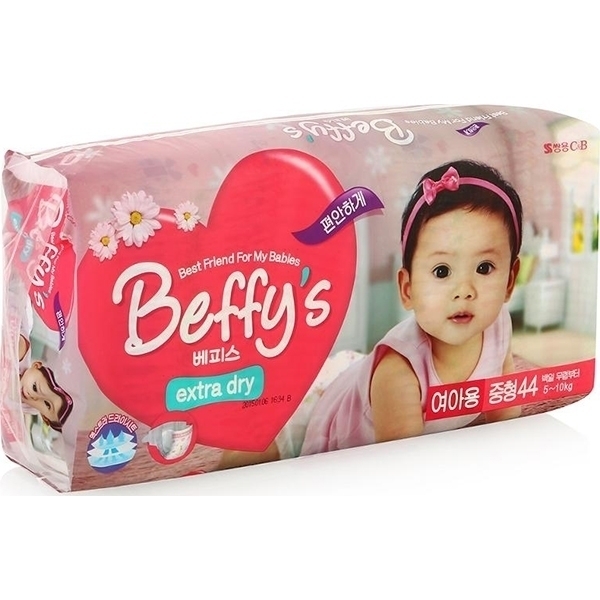 Подгузники Beffy's для девочек М, 5-10 кг, 44 штуки фото 1