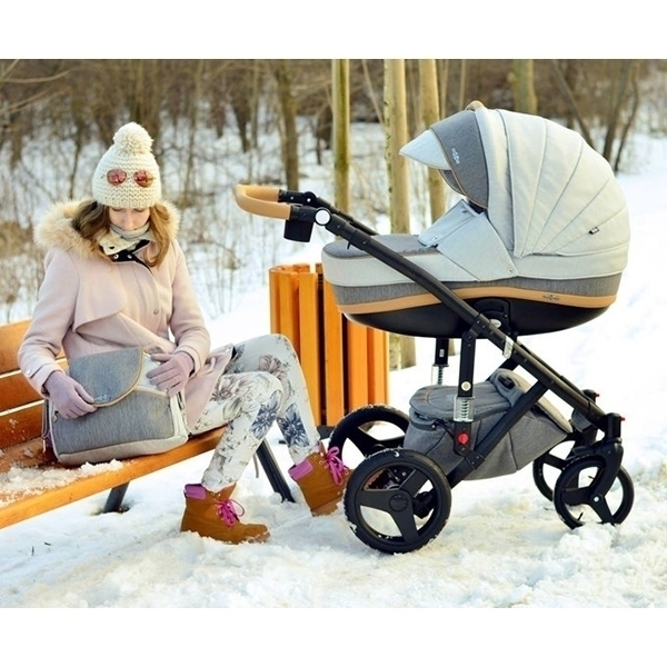 Детская коляска BeBe-Mobile Movo R 3 в 1, ткань+эко-кожа фото 13