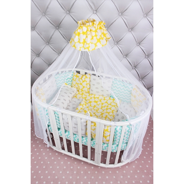 Комплект Premium в кроватку AmaroBaby Happy Baby, 19 предметов (7+12 бортиков), бязь фото 3