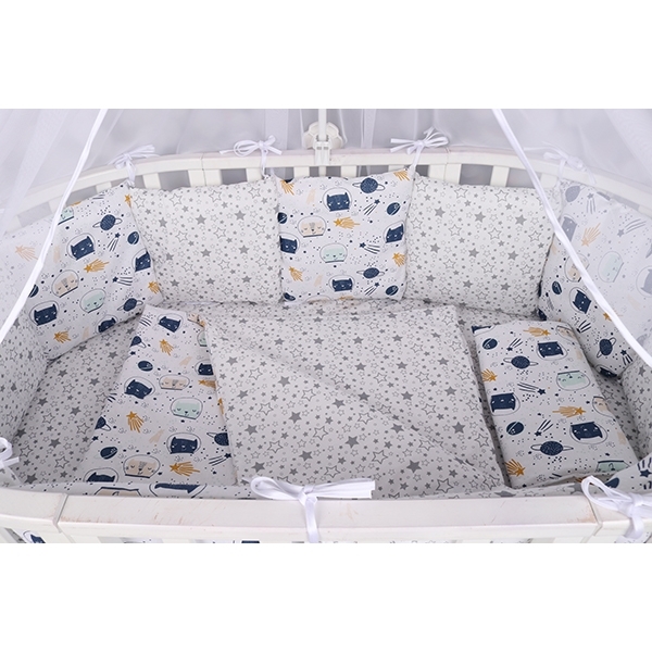Комплект постели WB Premium в кроватку AmaroBaby Космос, 15 предметов, бязь фото 3