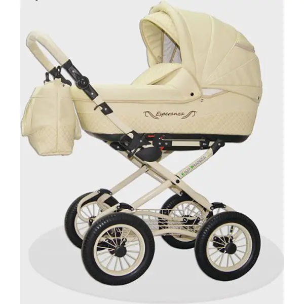 Детская коляска Esperanza Classic Leatherette 2 в 1 кожа Цвет рамы - Белый Маленькие колеса фото 4