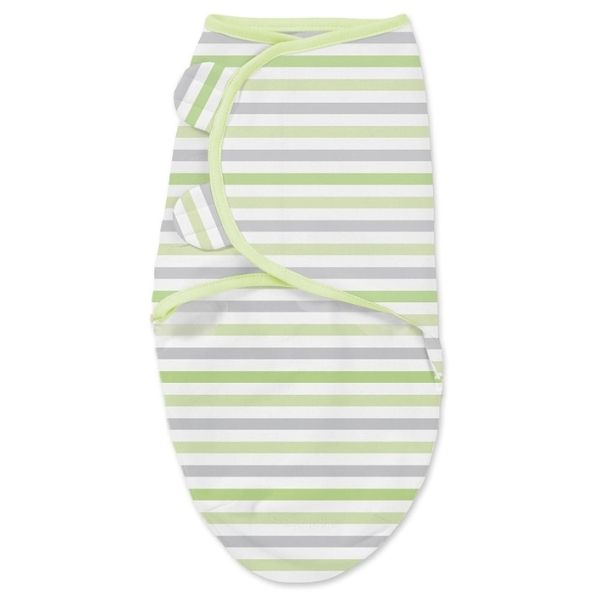76980 Конверт для пеленания из хлопка на липучке Summer Infant SwaddleMe размер s/m Серо-зеленые полоски