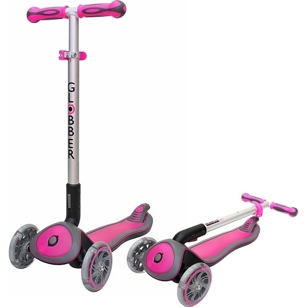 Трехколесный самокат Globber Elite SL My Free Fold Up 445 со светящимися колесами фото 2