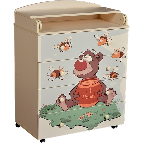 Пеленальный комод Кедр Fantasia Little Bee, 4 ящика - Фото
