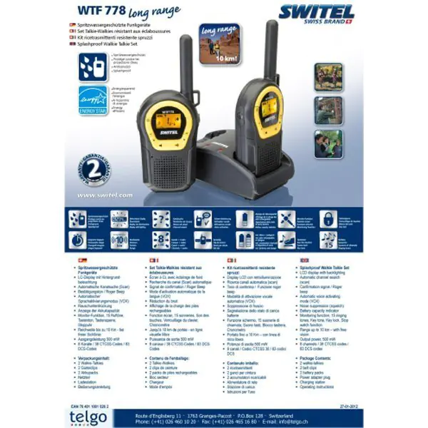 Рация Switel WTF 778 10км, функция радионяни, беби мониторинг фото 1