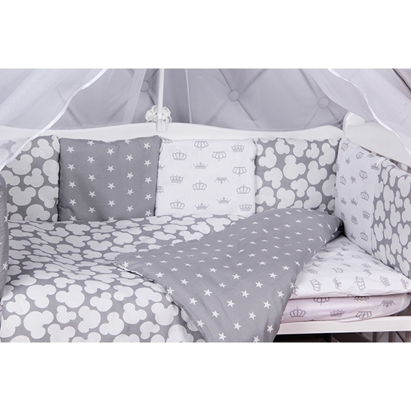 Бортик в кроватку AmaroBaby Silver, 12 подушек фото 1