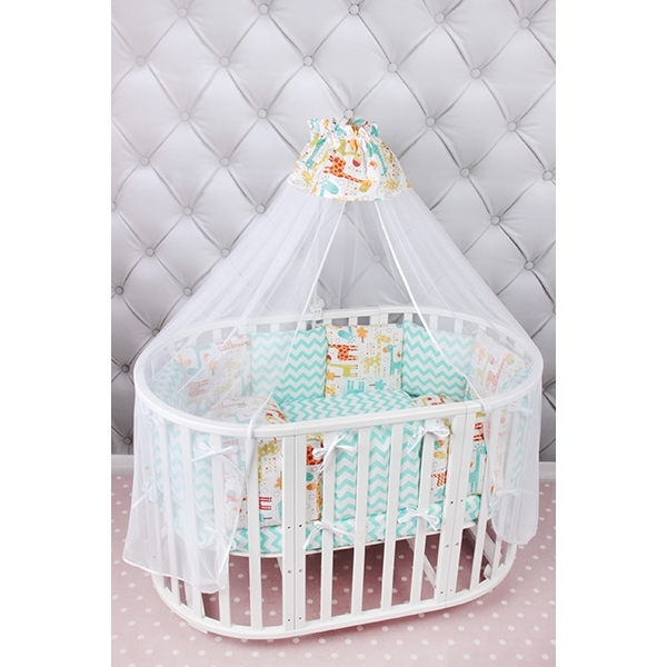 Комплект Premium в кроватку AmaroBaby Жирафики, 19 предметов (7+12 бортиков) фото 2