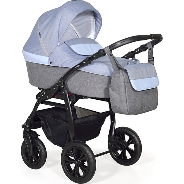 Детская коляска Indigo Antica 2 в 1, ткань + эко-кожа - Фото