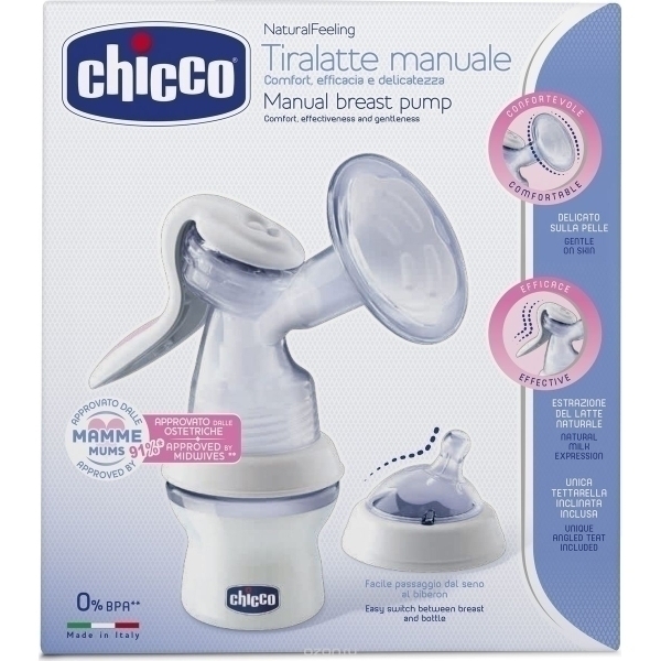 Молокоотсос ручной Chicco с бутылочкой Natural Feeling 340624005 фото 1
