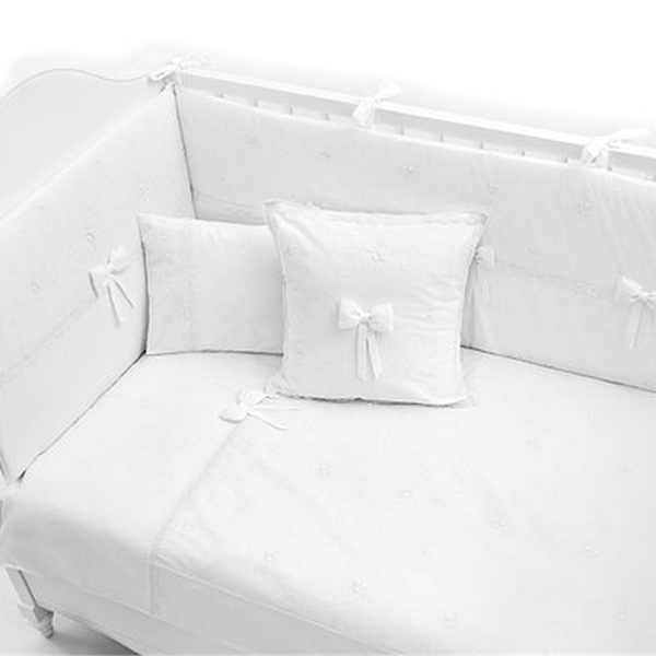 Постельное бельё в кроватку Fiorellino Premium Baby White, 5 предметов - Фото