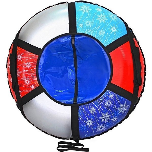 Надувные санки-тюбинг RT Снежинки + автокамера, диаметр 93 см - Фото
